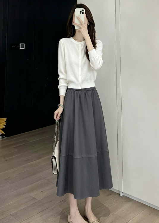 高级感大方得体女装早秋韩系减龄显瘦休闲开衫新款洋气半身裙套装
